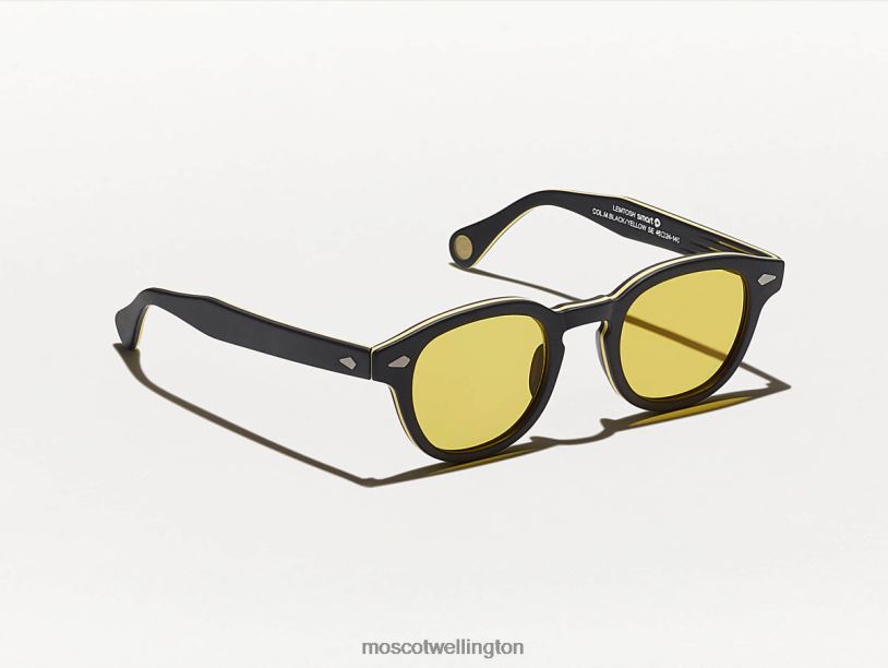 LEMTOSH MONOCHROMEMoscot Matte Black/Yellow Glasses B600J649